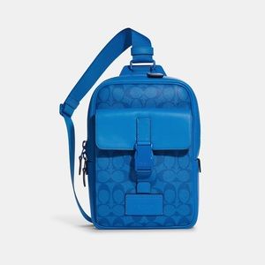 Coach Men’s Bright Blue Signature Crossbody Track Pack C9838
